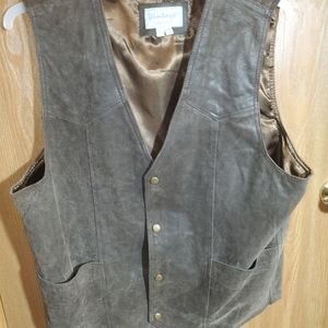 Vintage Leather brown vest XL snap button